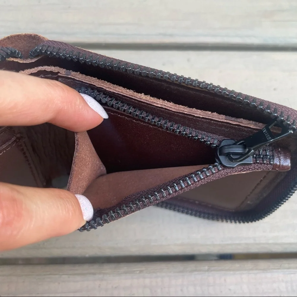 Rudsak brown cowhide leather zip around wallet